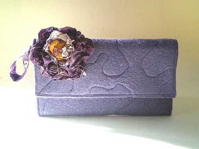 15% COUPON SALE, felted wool , clutch purse, wristlet, peach, lavender, prom
