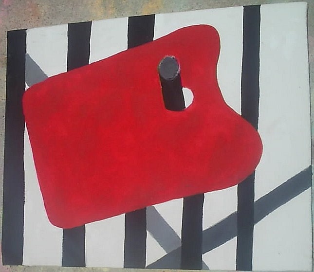 Palette Red, Black, and White Abstract 20x24 Velvet Giclee Print