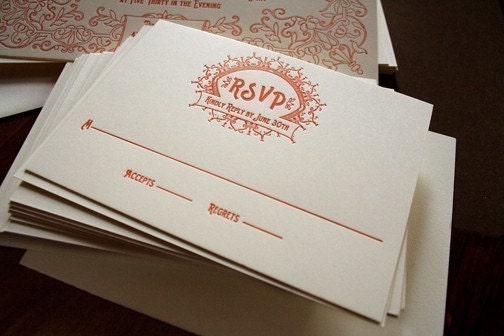 Vintage Postcard Wedding Invitation One Color Letterpress