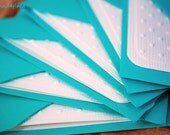 Blank Mini Card Set of 10,  White Tone on Tone Embossed, with Pretty Aqua Envelopes, Handmade Paper Goods by mad4plaid on Etsy