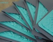 Blank Holiday Mini Set of 10 Cards, Embossed Snowflakes on Rich Teal with Gray Envelopes, Handmade Paper Goods by mad4plaid on Etsy