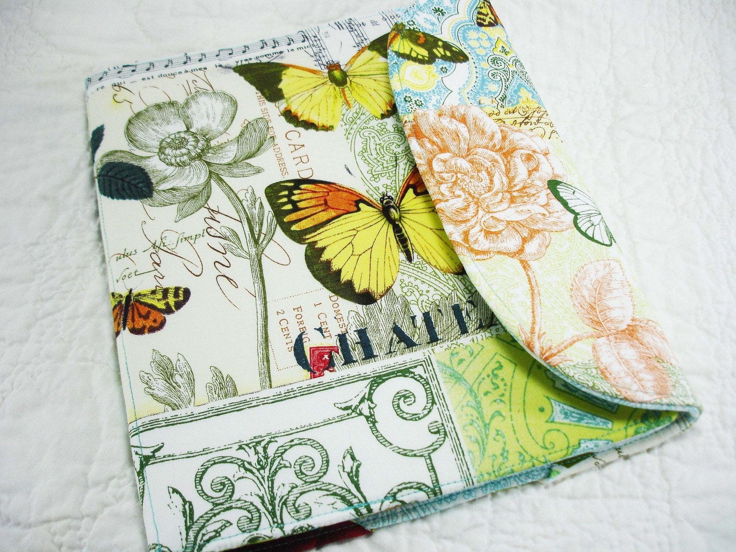iPad 3 Cover  - iPad Cover - iPad 2 Cover - French Journal - Yellow Birds Roses