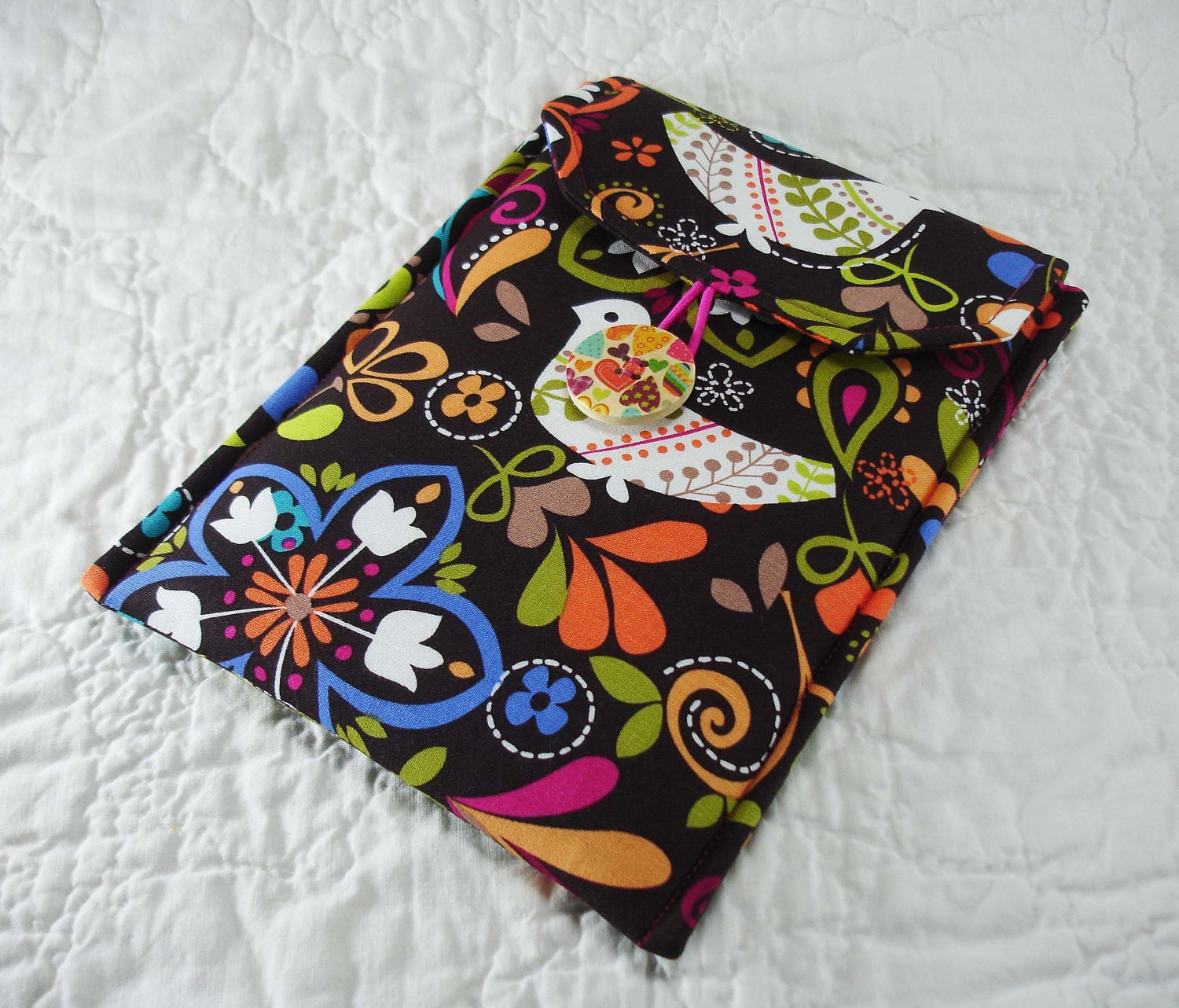 Ready To Ship Sleeve For Your Kindle Fire or Kindle 3 Birds of Norway By Michael Miller