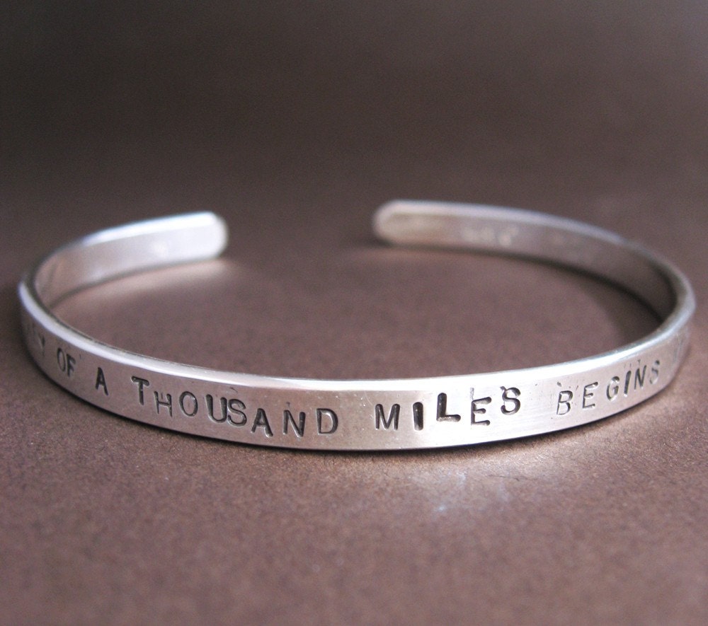 Lao-tzu Cuff Bracelet - hand stamped, oxidized sterling silver