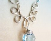 Anjelle Necklace - blue topaz, sterling silver, Swarovski crystal, glass