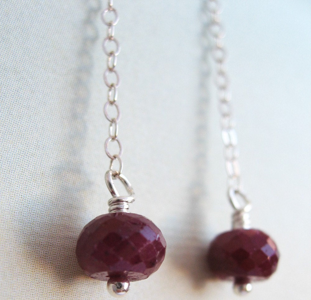 Nina Earrings - dyed ruby, sterling silver
