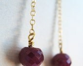 Gina Earrings - dyed ruby, gold filled