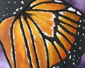 Monarch Butterfly Painting - Mixed Media Original - Constructed in String - Orange and Purple