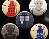 Doctor Who MAGNET Set - sci-fi MAGNETS - Tardis - Dalek - Cyberman Magnet Set