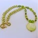 Lime Green Necklace with Unique Shell Focal and Gorgeous Freshwater Pearls Matching Green Earrings