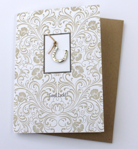 Good Luck, Letterpress Printed with Pewter Charm
