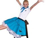 Girls 50's Poodle Skirt TEAL Medium Child 7-8-9