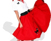 xl/2x - 50's RED Adult Poodle Skirt