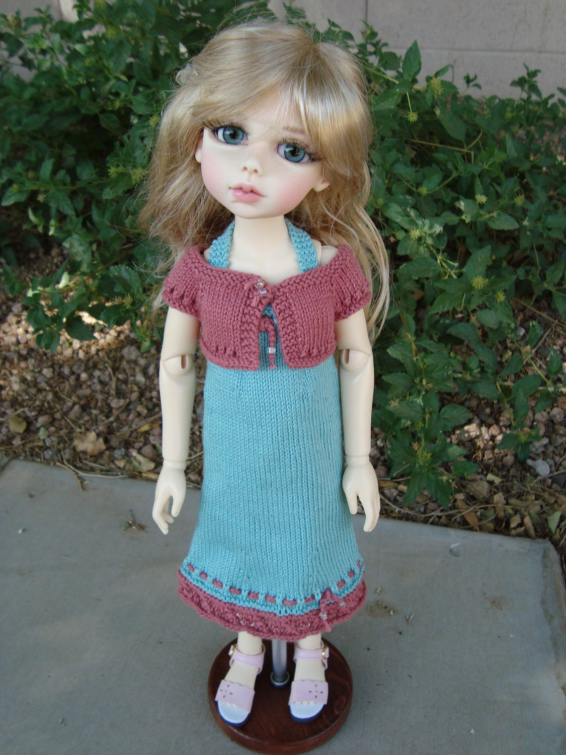 2 pc Knit Dress Set for Lasher or Kaye Wiggs MSD or similar doll