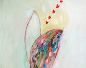 Venus Fly Trap, Original mixed media abstract on paper