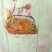 He Gave FLOWERS Original mixed media abstract painting on paper