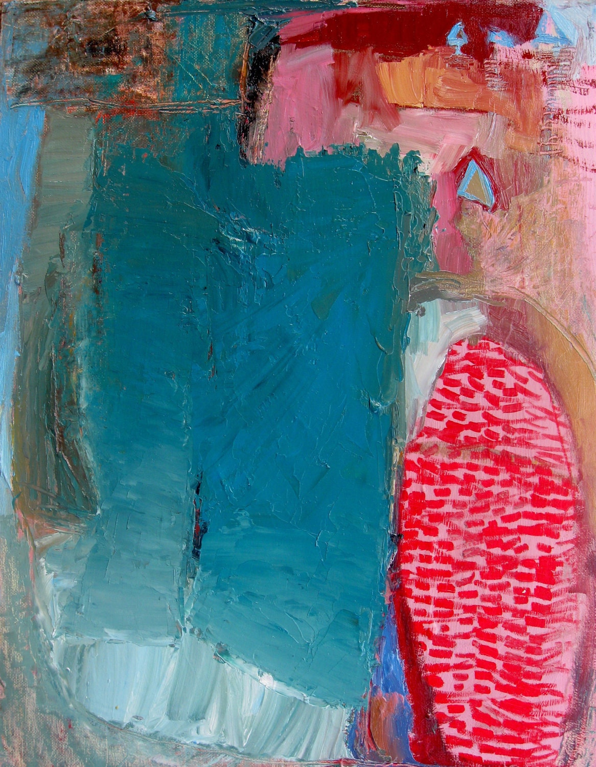 Home, Original abstract oil painting on canvas board