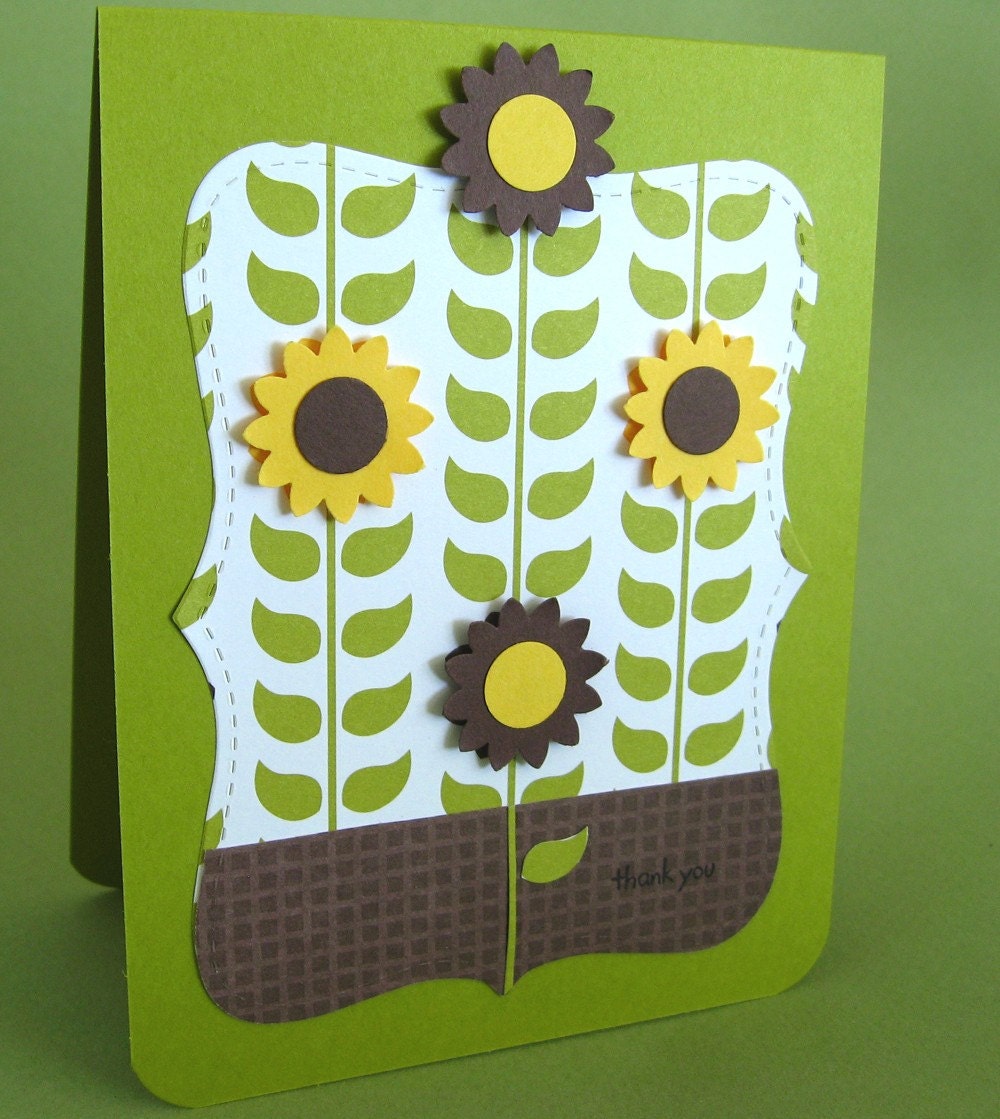 Thank you card, sunflower garden