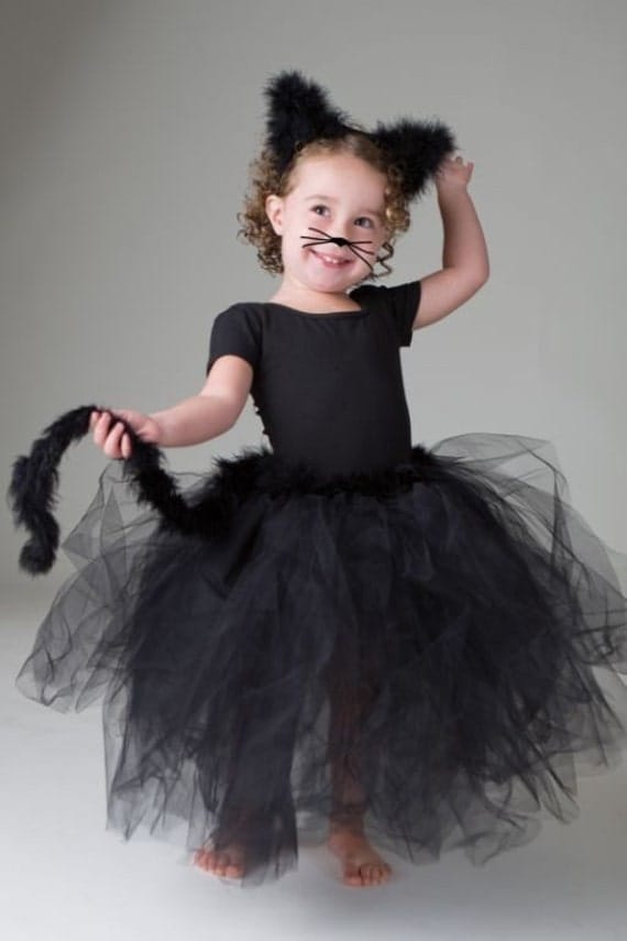 Black Kitty Tutu sewn not tied Including ears this one fits ages 3-6 please convo me for a different size