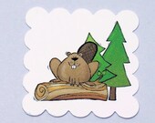 Beaver on a Log - Set of 8 scrapbooking tags