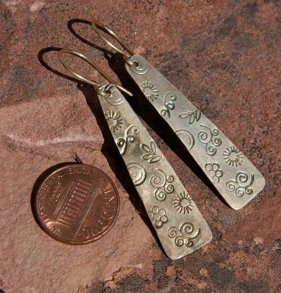 Patterned Brass Earrings