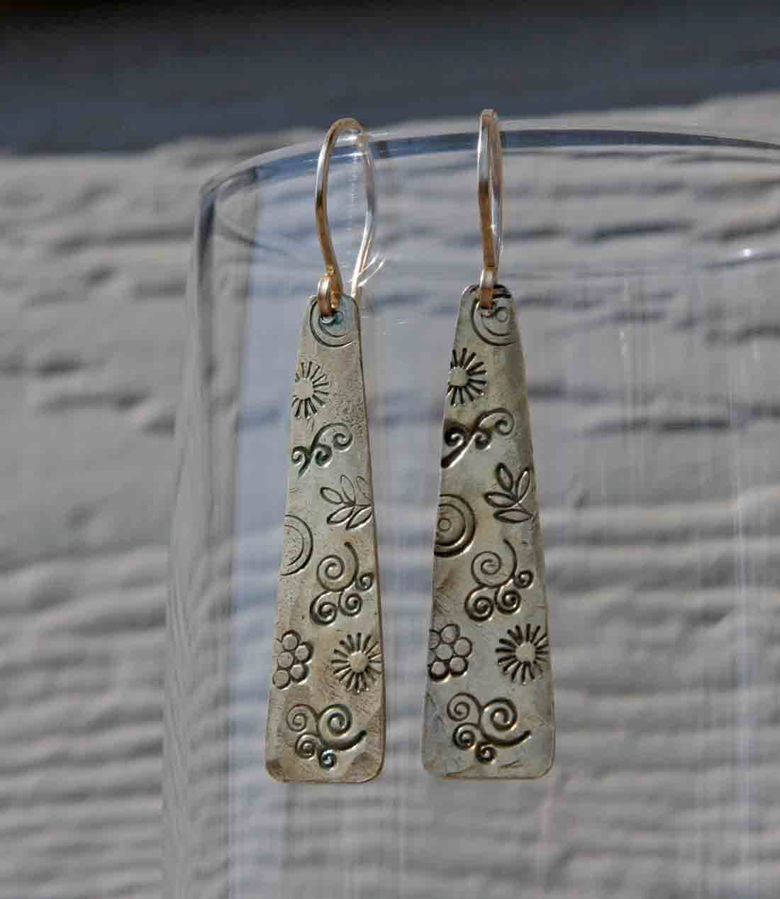Patterned Brass Earrings