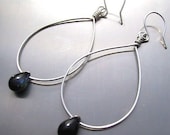 Lonely teardrops silver hoop earrings