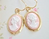 Alexa Pink Blush Cameo Dangle Earrings