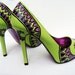 Hand Painted Heels - Modern Henna Lime green court shoes - UK5/ US7.5/ EU38 - Kezbirdie