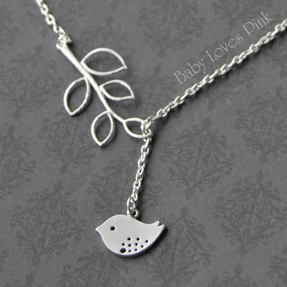 Sweet Bird and Tree Branch Dangling Necklace (R1E4)