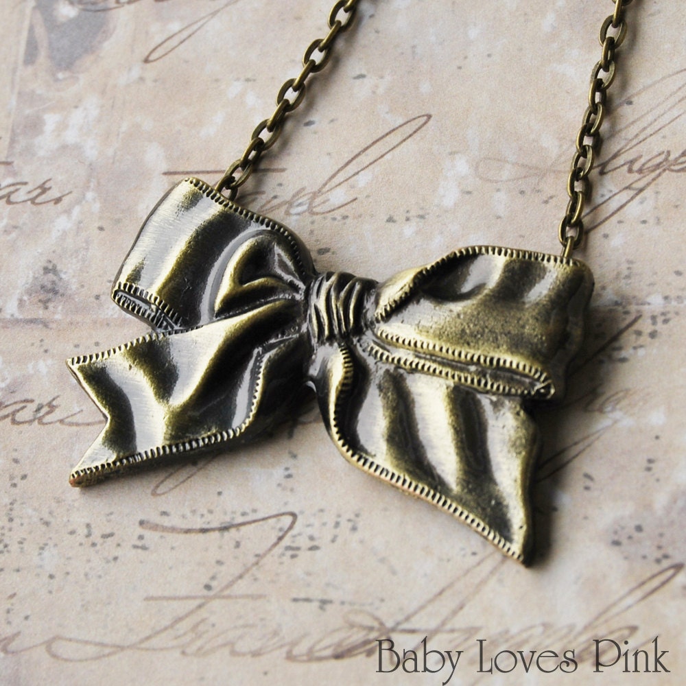 Bronze Ribbon Bow Necklace