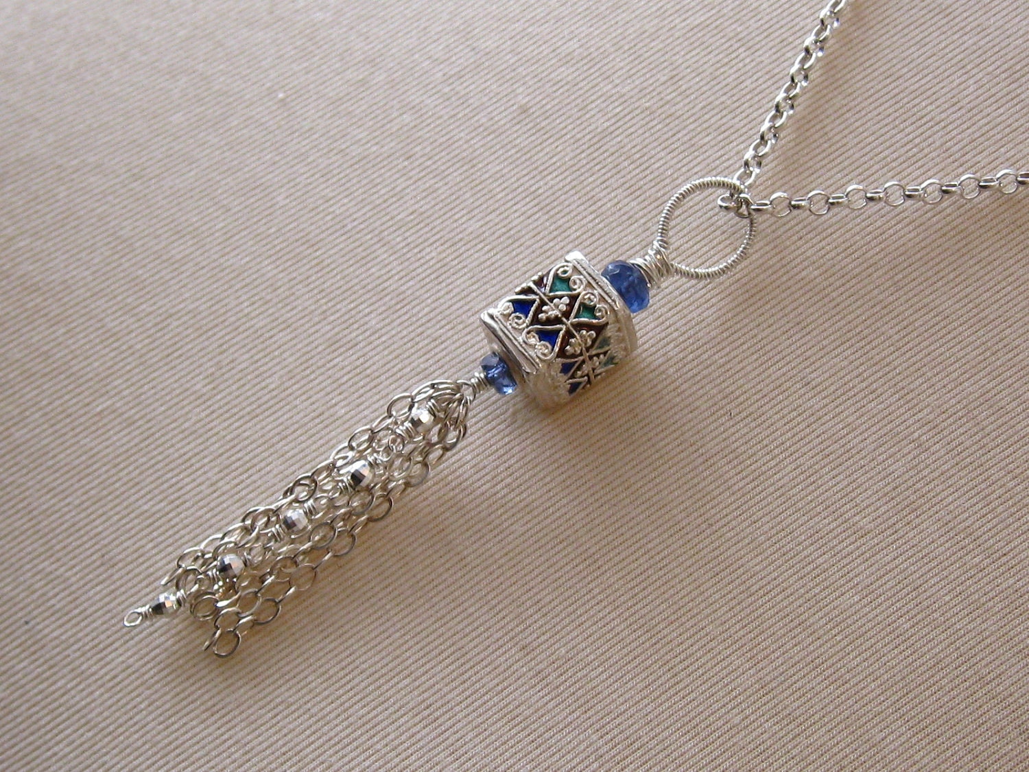 Tassel Necklace-Fine silver and Enamel-Rani