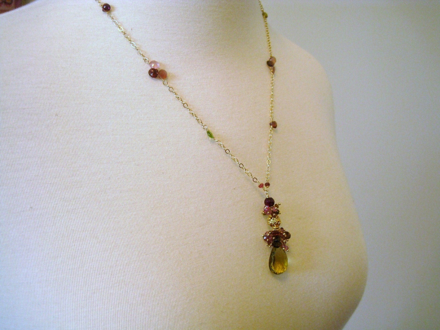 Anjou Necklace-Oro Verde Quartz, Tourmaline