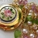 Vintage Guilloche Locket, Pink Topaz, Peridot, Freshwater PearlFairy's Gift Necklace