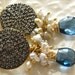 Pave Diamond Disc and London Blue Topaz earrings-After Midnight-Reserved