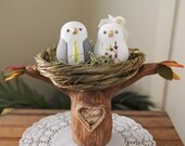 Custom Wedding Cake Topper - Love Birds Tree with Nest - Hand Sculpted