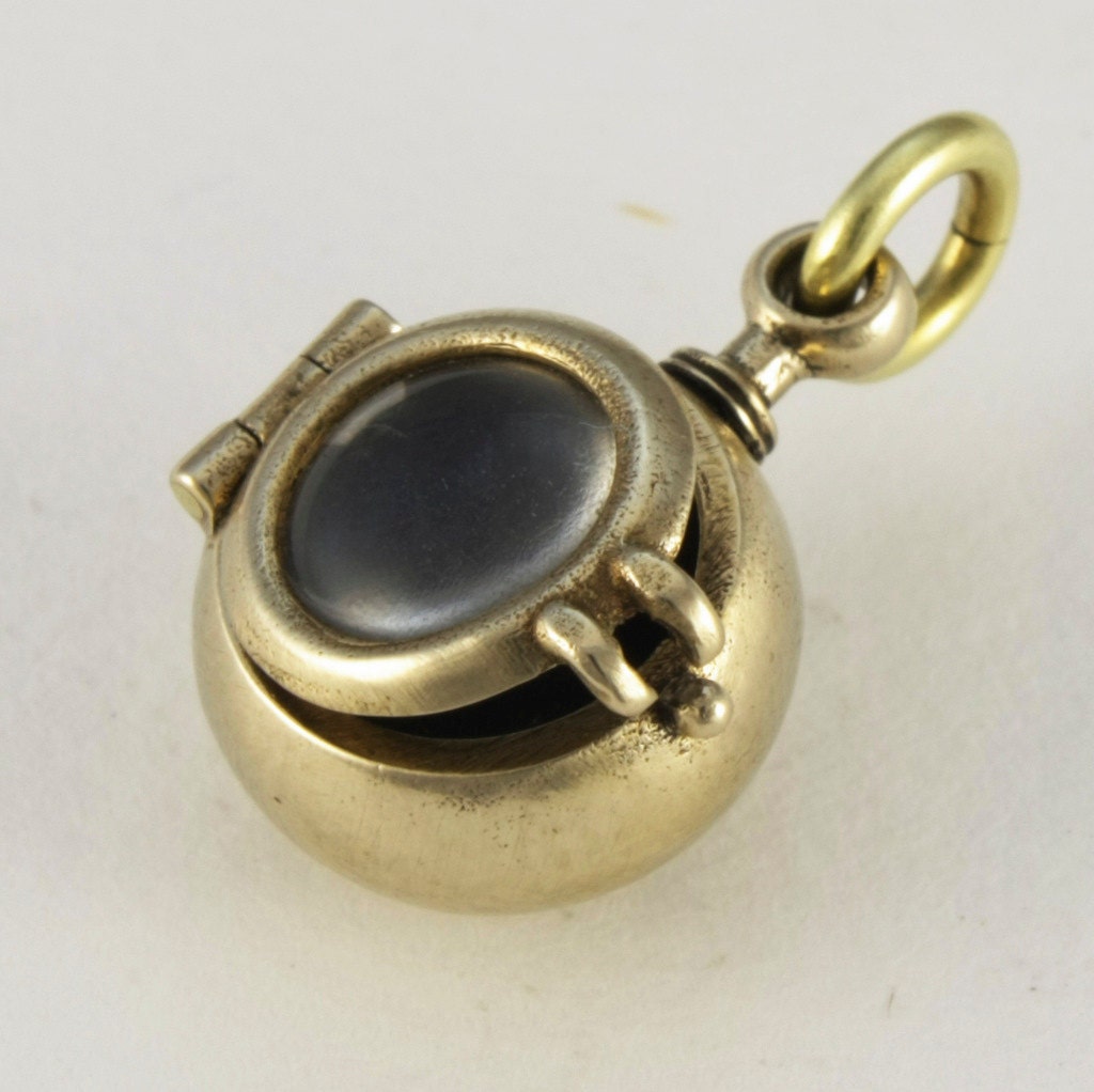 STEAMPUNK locket BABY BUBBLE locket with long bronze antiqued solid brass long ball chain