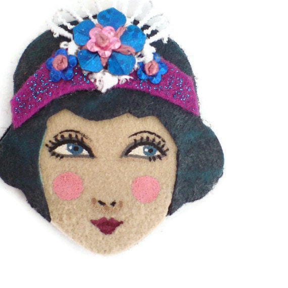 Reserved for Sophie - Flapper Fabric Brooch