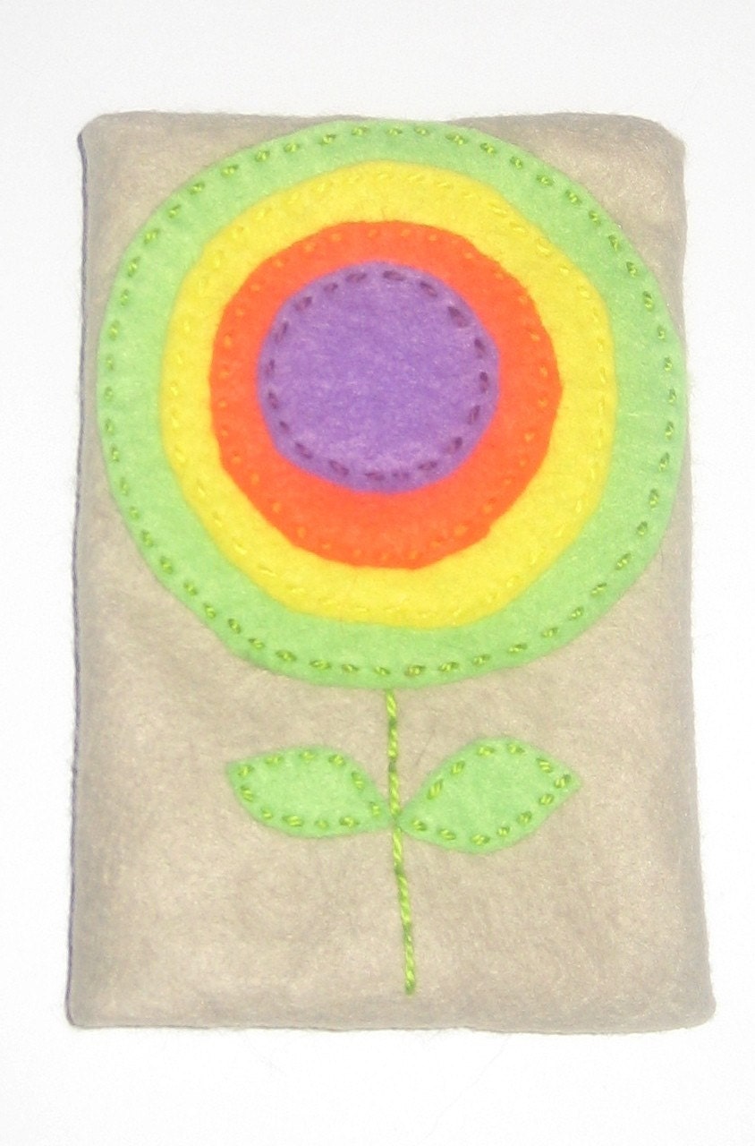 Green, Yellow, Orange, and Purple Lollipop Flower on Beige Tissue Cozy