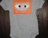 Grey Cat on Orange on Grey Baby Bodysuit (size 9-12 mo.)