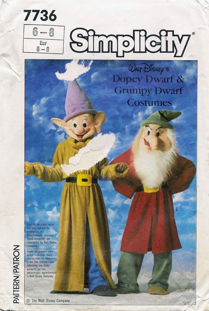 Vintage Simplicity 7736 Disneys Dopey And By Chigalspatterns 