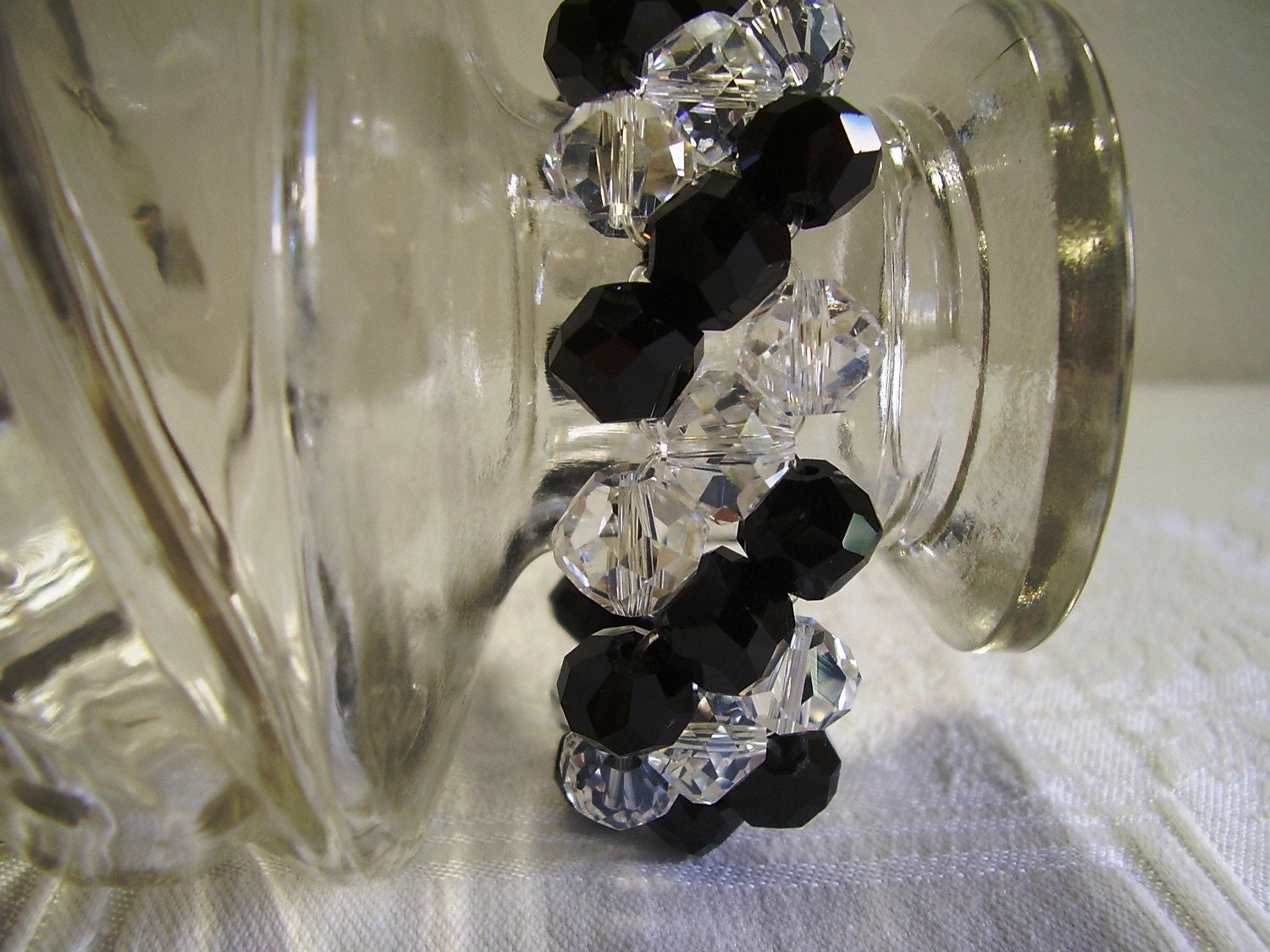 Vintage Black and Clear Crystal Bracelet