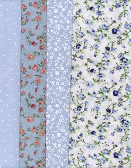 SALE British Polycotton Fabric Scrap Pack 9x11 - Blue