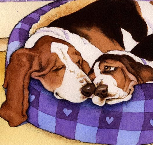 Basset Hound Joy Limited Edition Art Print free card