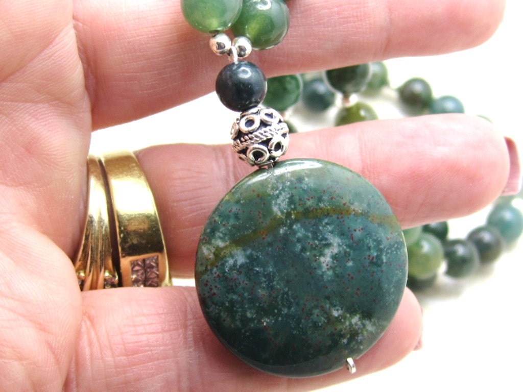 Drastic Reduction - Green Jasper and Moss Agate Necklace