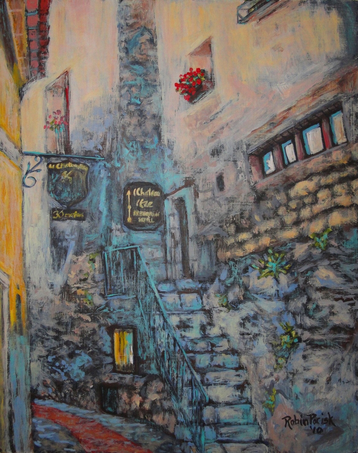French Village Painting 8 x 10 inches Original by robinsart