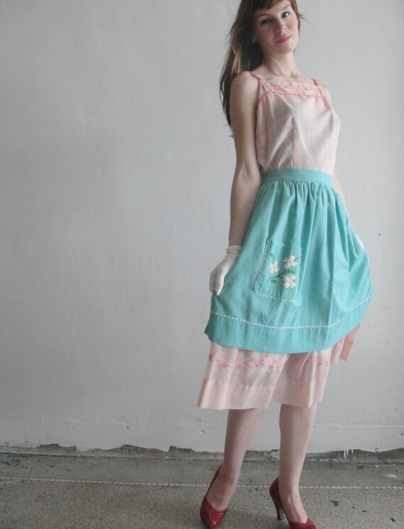 vintage Robin's Egg handpainted apron