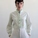 Vintage Blouse . Polka Dot . Kelly Green . 1980s . Ruffle