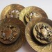 Vintage Buttons - Collector, unique and extremely heavy, open work crested, large antique gold metal, very old, 4 matching (lot no 1685.)