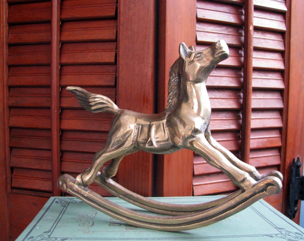 Vintage Brass Rocking Horse Figurine